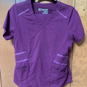 Grey's Anatomy Set Women's V-Neck Purple Scrub Top with Matching Scrub Pants